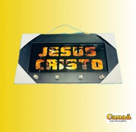 Quadro porta chave com moldura e vidro (Jesus Cristo)