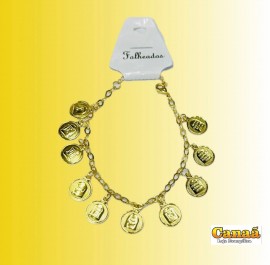  Pulseira folheada com pingente 10 mandamentos 