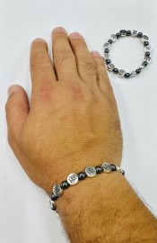 Pulseira elstico com pingentes  de ao F 