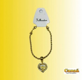  Pulseira folheada corao com pomba 