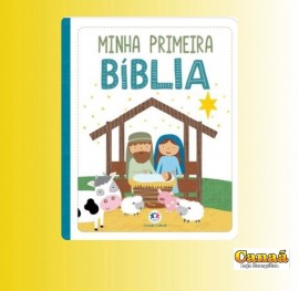 Livro ( Minha primeira Bblia  azul ) capa almofadada branca -ciranda cultural  