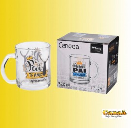 Caneca dia dos pais de vidro na caixa ( 320 ml ),cada