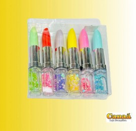 Kit caneta batom variadas com 6 pcs 