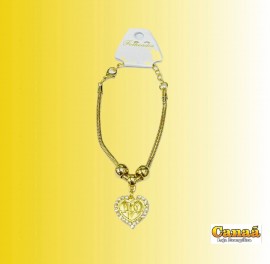 Pulseira folheada com pingente corao f 